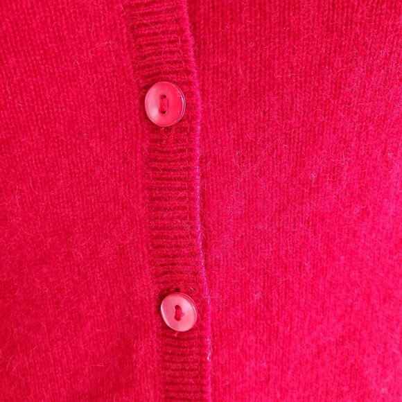Valerie Stevens Red 2 Ply Cashmere V-Neck Cardigan Size S - Picture 6 of 14